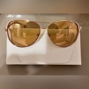 Michael Kors rose gold sun glasses with yellow/pink lenses